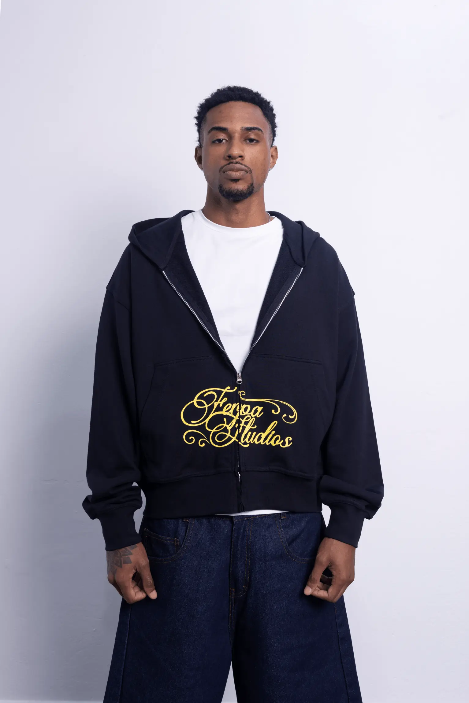 ZIP HOODIE NAVY WRITTEN