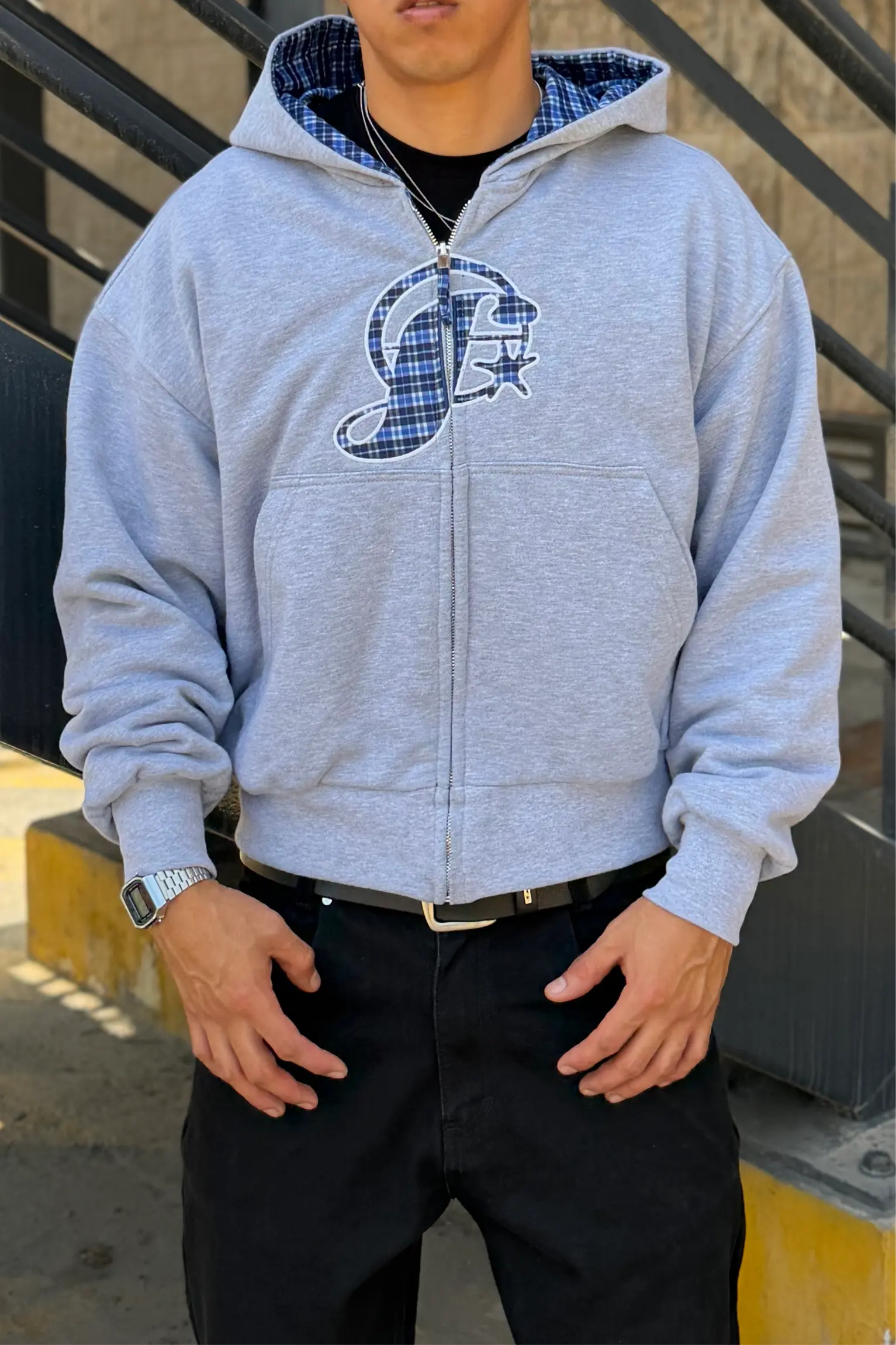 ZIP HOODIE RODEO RESTREVERSIBLE TARTAN BLUE
